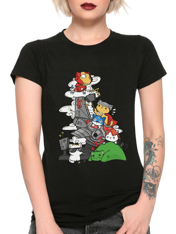 

Футболка женская Dream Shirts Супергеройские коты Женская 10010871 черная 3XL, Супергеройские коты Женская 10010871