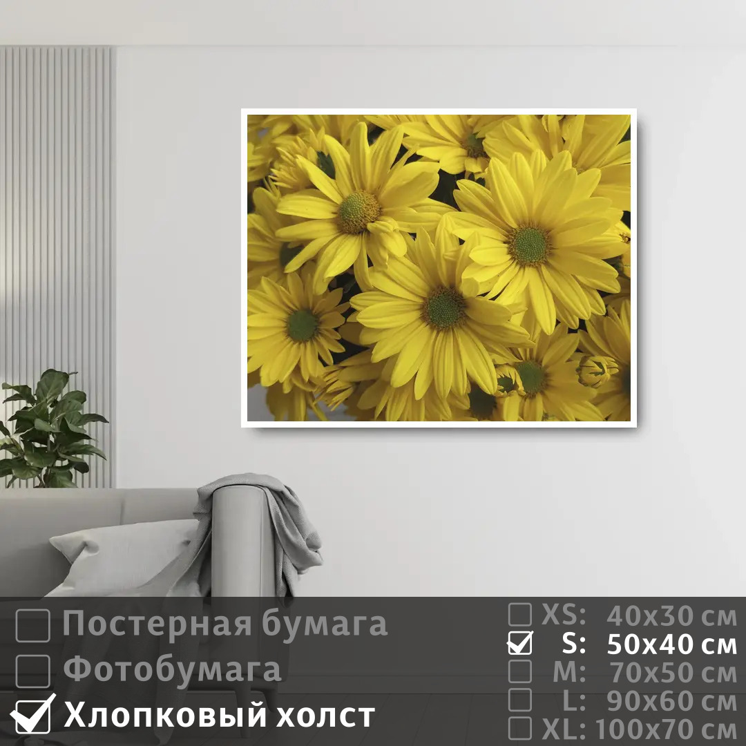 

Постер на холсте ПолиЦентр Желтые цветки хризантемы 50х40 см, ЖелтыеЦветкиХризантемы