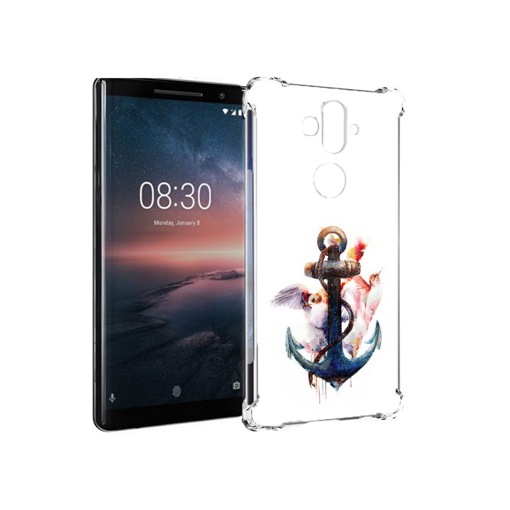 

Чехол MyPads Tocco для Nokia 8 Sirocco якорь с птицами (PT101581.91.703), Прозрачный, Tocco