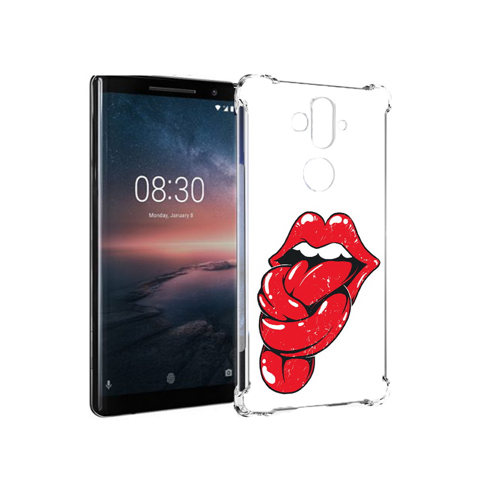 

Чехол MyPads Tocco для Nokia 8 Sirocco яркие губы с языком (PT101581.91.705), Прозрачный, Tocco