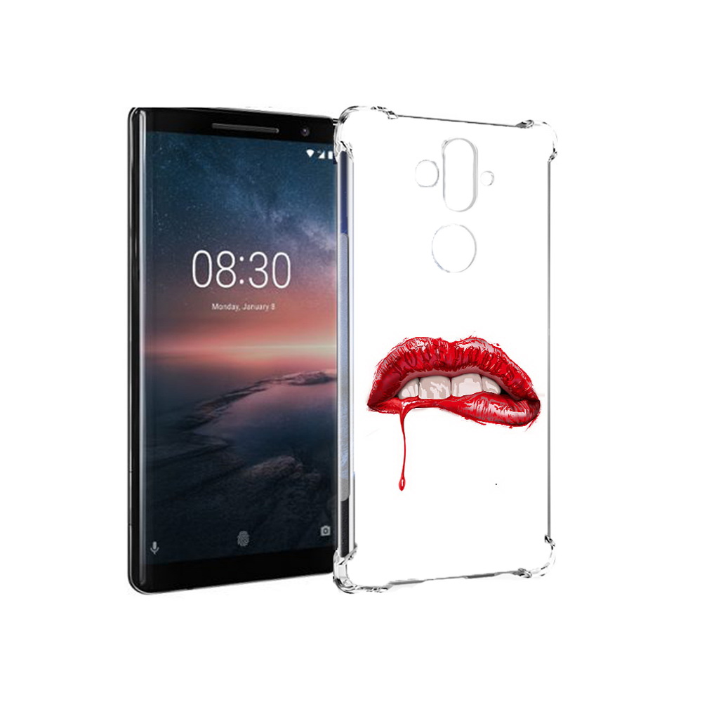 

Чехол MyPads Tocco для Nokia 8 Sirocco яркие красные губы (PT101581.91.706), Прозрачный, Tocco