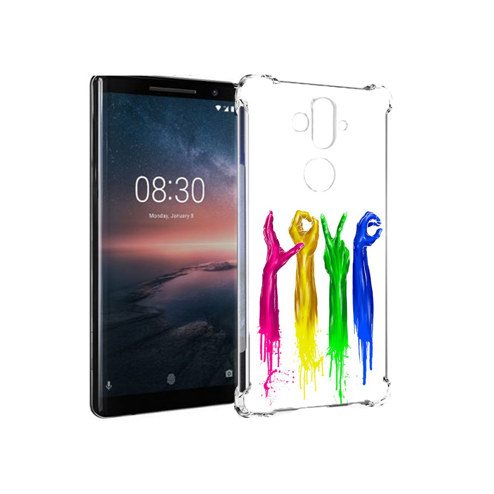 

Чехол MyPads Tocco для Nokia 8 Sirocco яркие руки love (PT101581.91.707), Прозрачный, Tocco