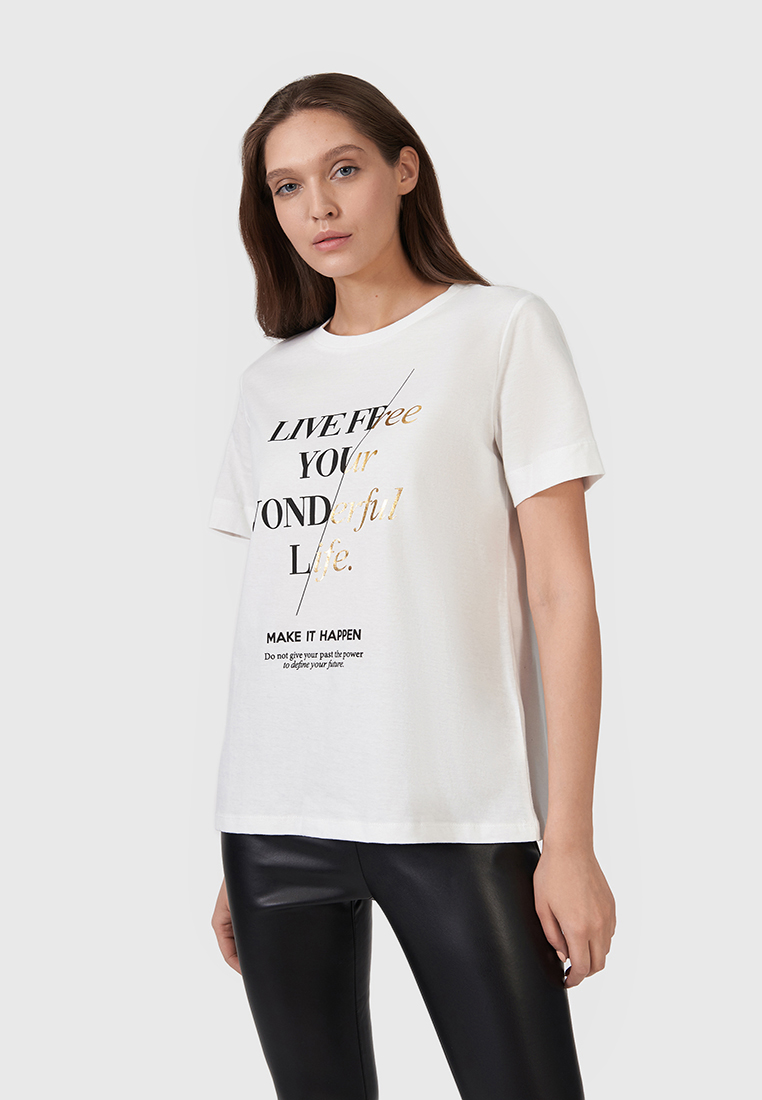 

Футболка женская Modis M211W00341O070F68 белая 44-46 RU