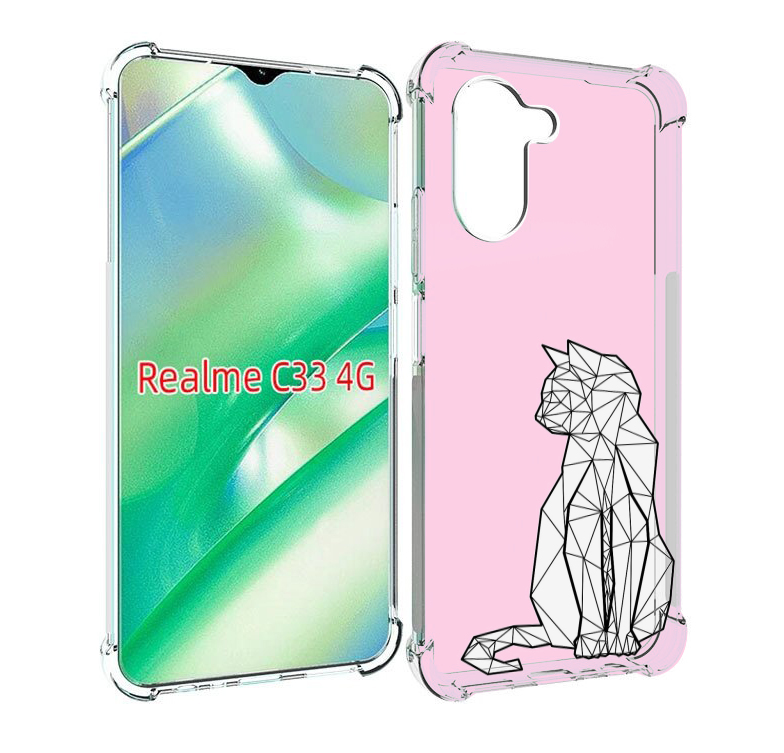 

Чехол MyPads белый котик с гранями для Realme C33 4G, Прозрачный, Tocco