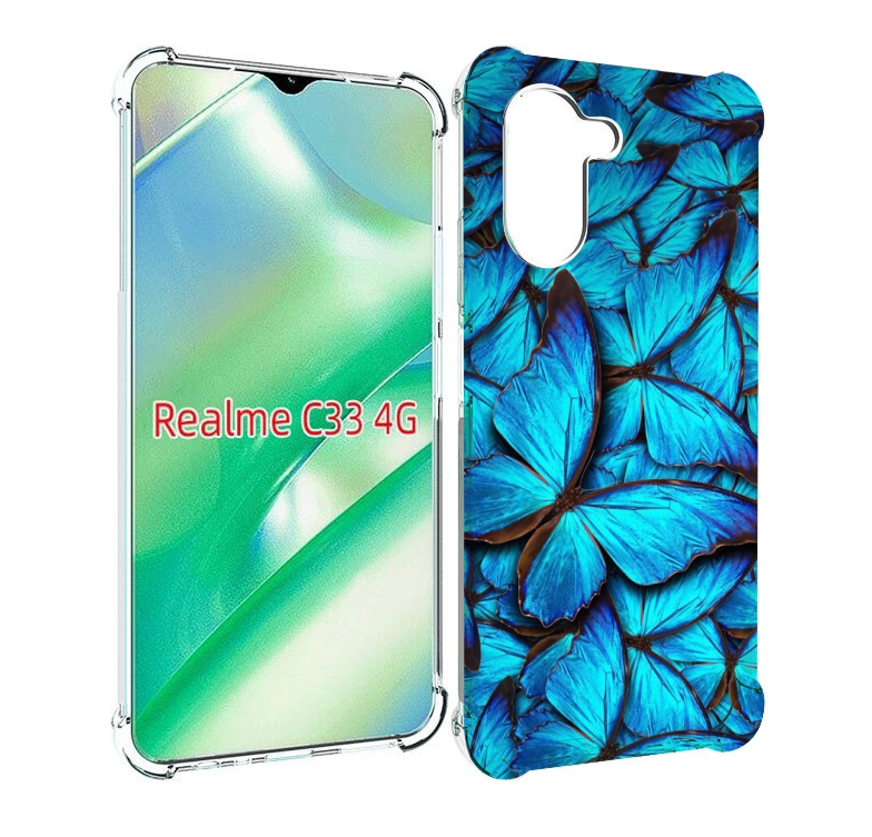 

Чехол MyPads бирюзовые бабочки для Realme C33 4G, Прозрачный, Tocco