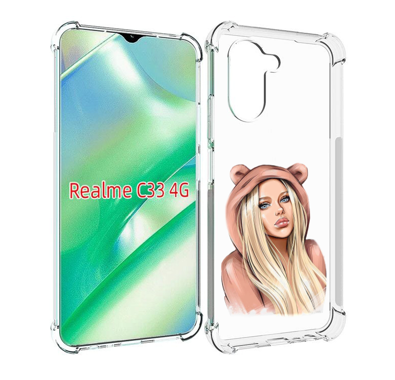 

Чехол MyPads блондинка-в-капюшоне женский для Realme C33 4G, Прозрачный, Tocco