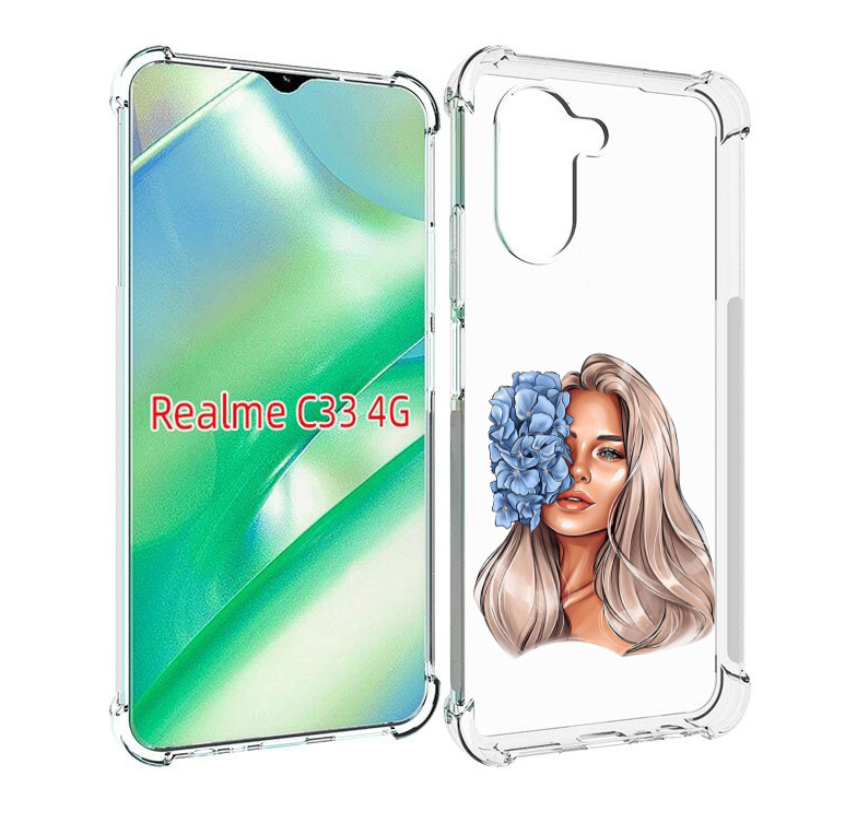 

Чехол MyPads блондинка-с-голубыми-цветами женский для Realme C33 4G, Прозрачный, Tocco