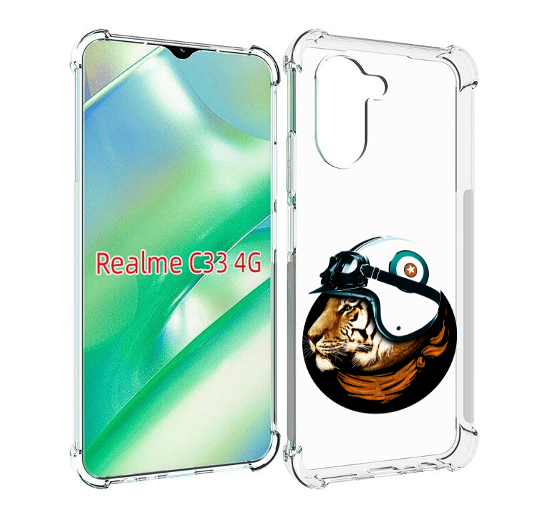 

Чехол MyPads Тигр в шлеме для Realme C33 4G, Прозрачный, Tocco