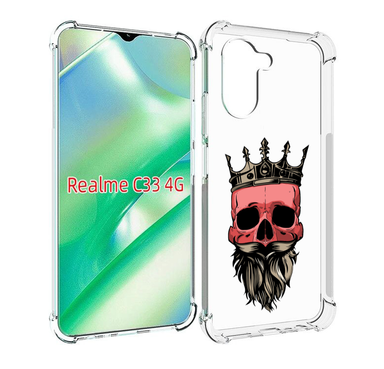 

Чехол MyPads бородатый красный череп мужской для Realme C33 4G, Прозрачный, Tocco