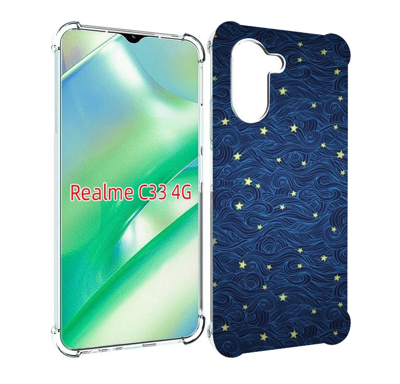 

Чехол MyPads волны с звездами акварель для Realme C33 4G, Прозрачный, Tocco