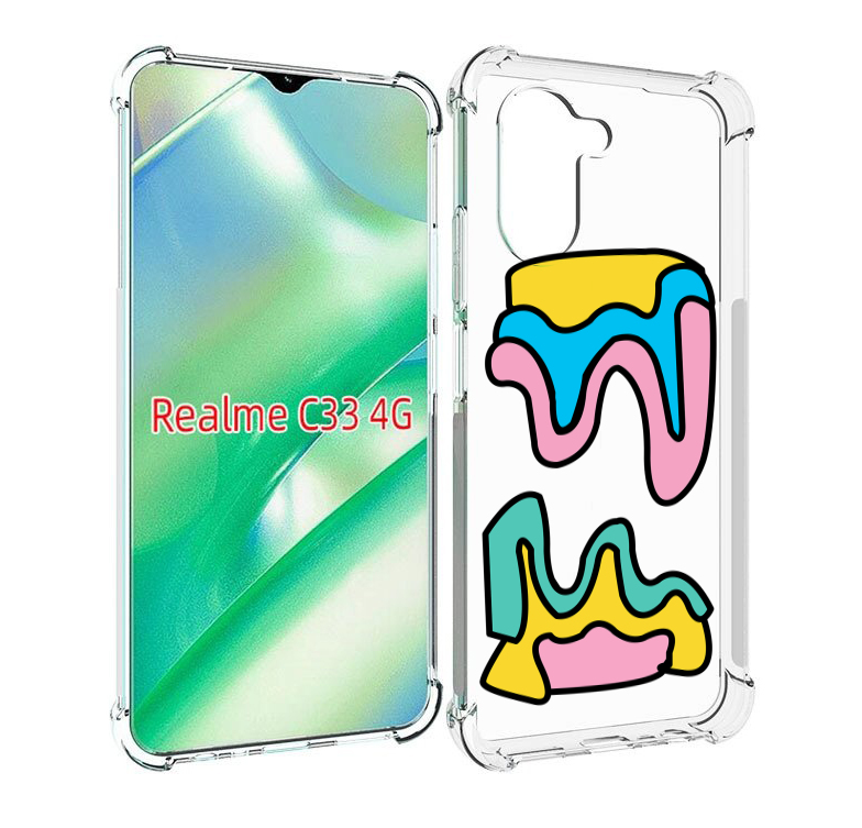 

Чехол MyPads вытекающая-абстракция для Realme C33 4G, Прозрачный, Tocco