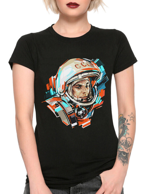 

Футболка женская Dream Shirts Космонавт Юрий Гагарин Женская 10010891 черная S, Космонавт Юрий Гагарин Женская 10010891