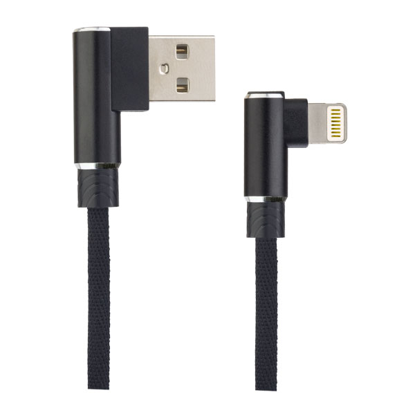 фото Кабель perfeo для iphone, usb - 8 pin (lightning), угловой, черный, длина 1 м