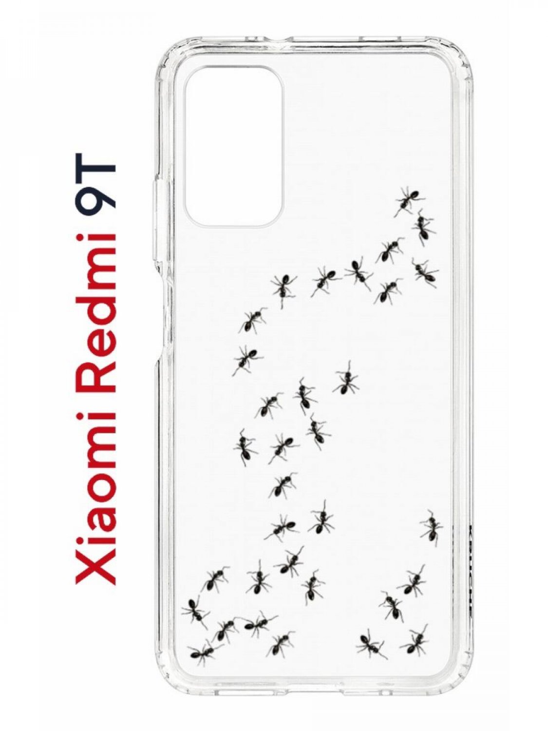 Чехол на Redmi 9T с принтом Kruche Print Муравьи,противоударный бампер,с защитой камеры