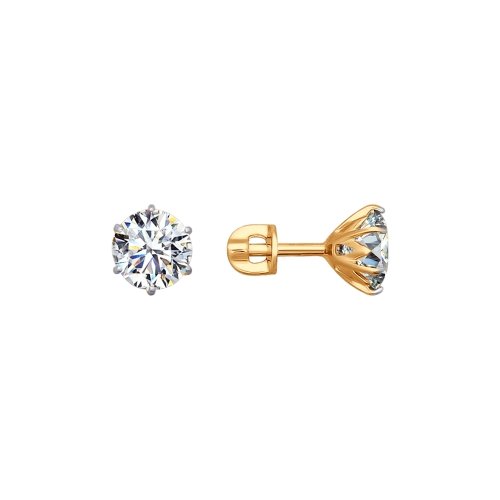 

Серьги пусеты из красного золота ЯХОНТ Золотой 125549, фианит, 125549