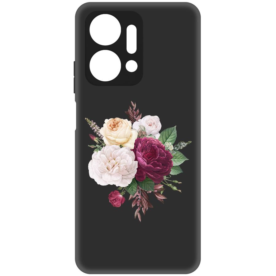 

Чехол-накладка Krutoff Цветочная композиция для Honor X7a Plus, Черный