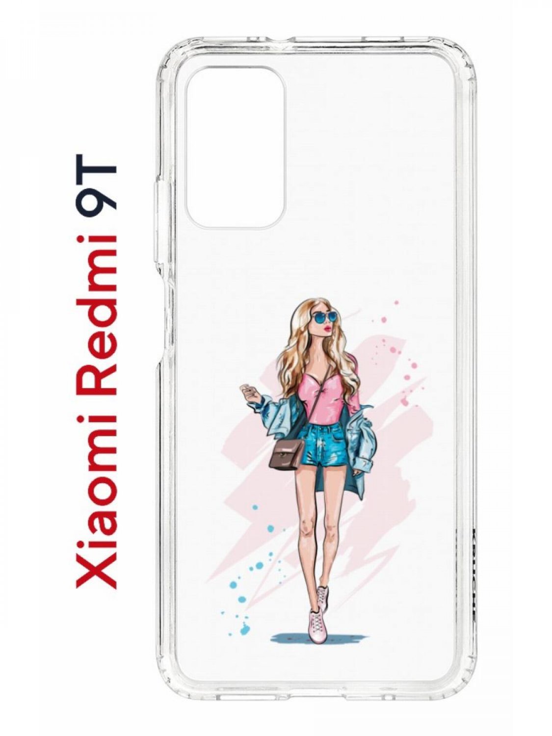 фото Чехол на redmi 9t kruche print fashion girl,противоударный бампер,с защитой камеры кruче