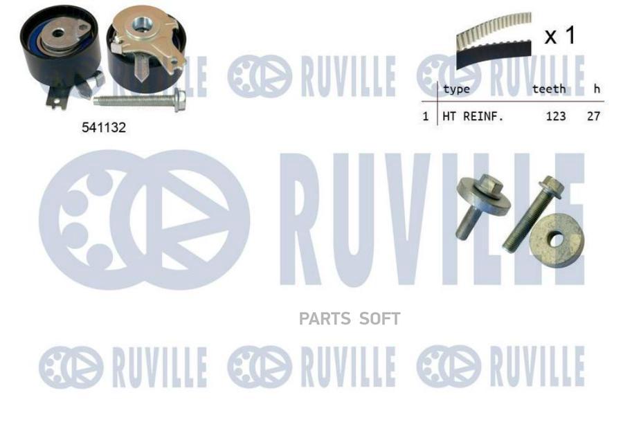 

Комплект Грм Renault/Nissan 1.5Dci (1 Ролик+Ремень 123X27) 1Шт Ruville 550355