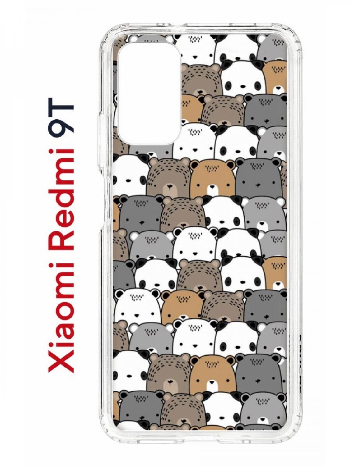 

Чехол на Redmi 9T с принтом Kruche Print Медвежата,противоударный бампер,с защитой камеры, Прозрачный;серый;белый;коричневый, Ксиоми редми 9т