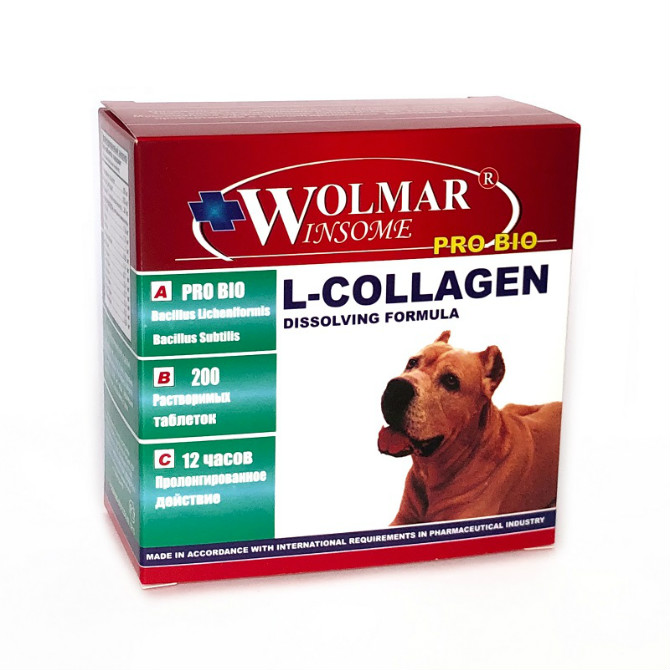 Витаминно-минеральный комплекс для собак Wolmar Winsome, Pro Bio L-Collagen, 200 табл