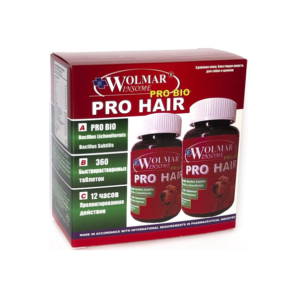 Витамины для собак Wolmar Winsome Bio Pro Hair, для кожи и шерсти, 360 таб