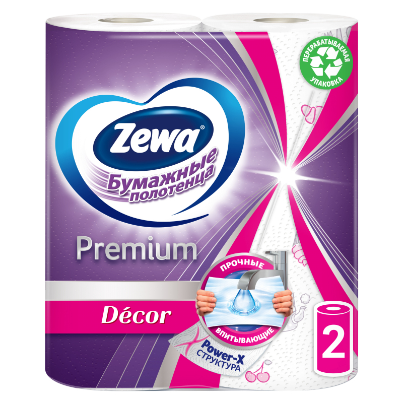 фото Бумажные полотенца zewa premium decor двухслойные 2 шт.