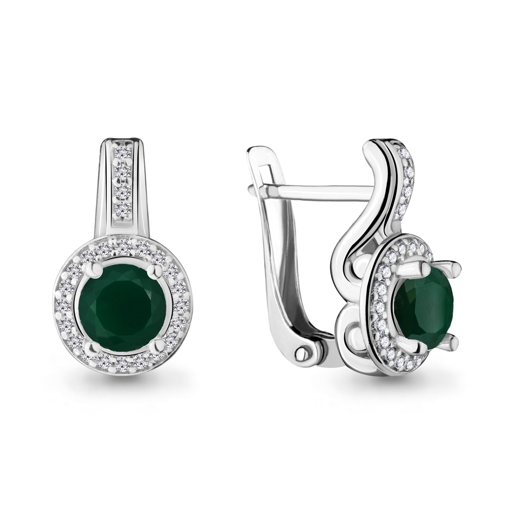 

Серьги из серебра ЯХОНТ Ювелирный 130074, агат/фианит, 130074