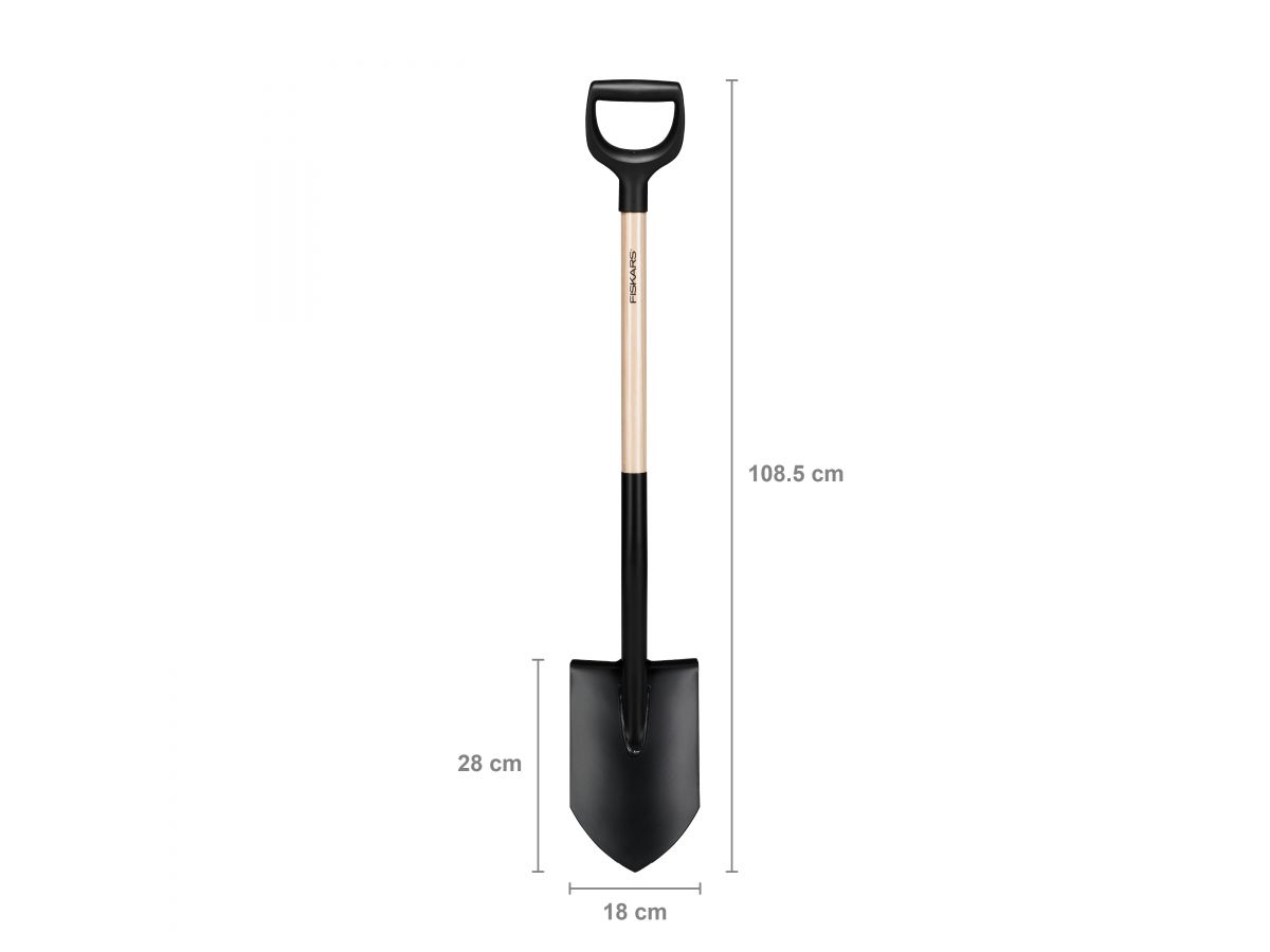 Лопата штыковая Fiskars Solid 1066721 18 см с черенком 7039₽