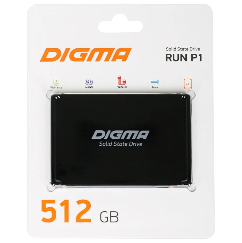 

SSD накопитель DIGMA Run P1 512 ГБ (DGSR2512GP13T), Run P1