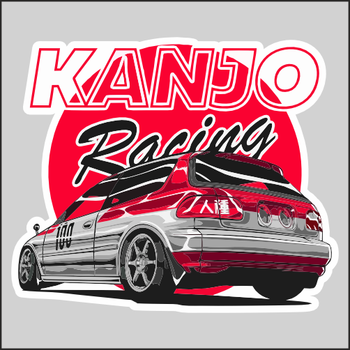 

Наклейка Наклейки за Копейки KANJO racing Honda Civic 19х16 см, sb-ППП-8