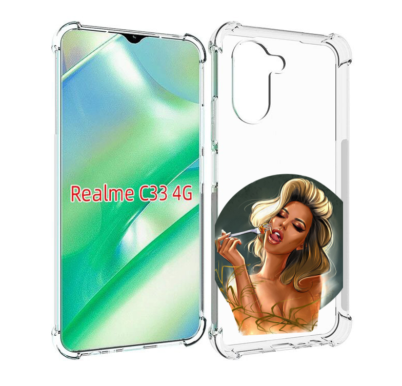 

Чехол MyPads голодная-девушка-модель женский для Realme C33 4G, Прозрачный, Tocco