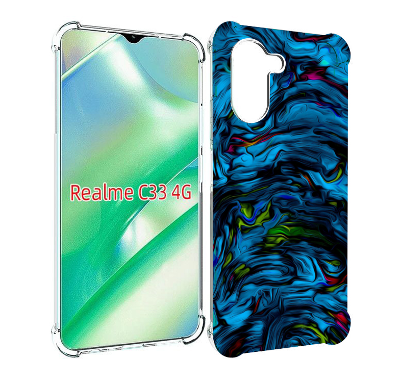 

Чехол MyPads голубая краска в темноте для Realme C33 4G, Прозрачный, Tocco