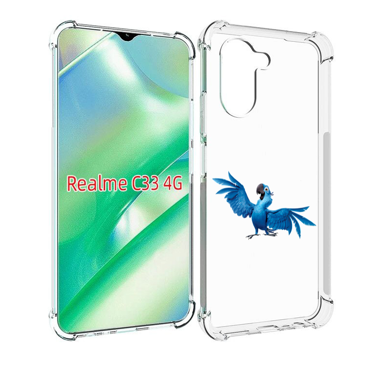 

Чехол MyPads голубой-попугайчик для Realme C33 4G, Прозрачный, Tocco