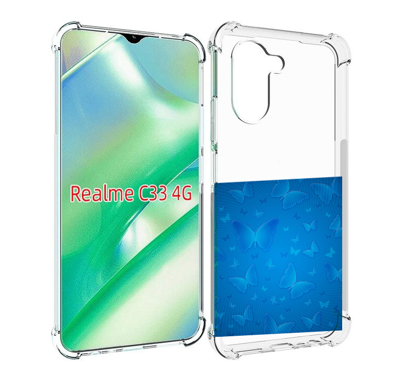 

Чехол MyPads голубые-бабочки для Realme C33 4G, Прозрачный, Tocco