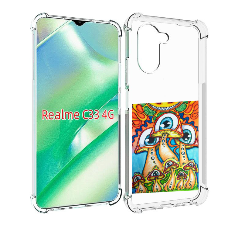 

Чехол MyPads грибы с глазами для Realme C33 4G, Прозрачный, Tocco