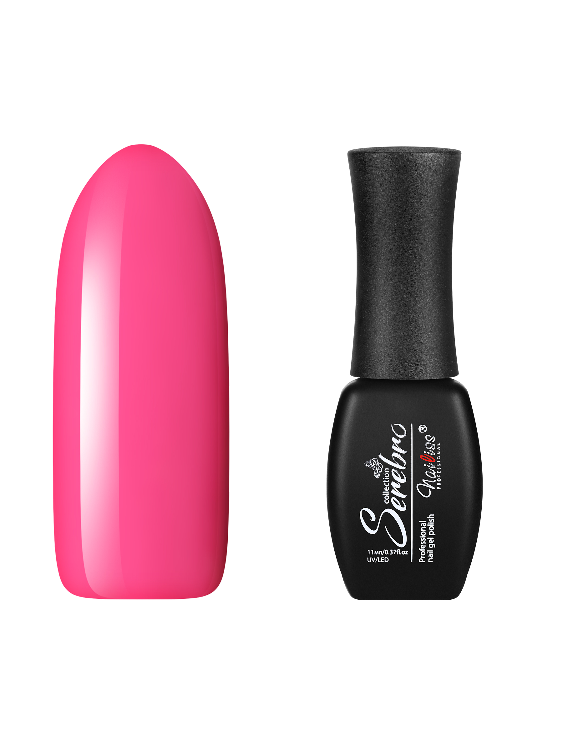 Гель-лак для ногтей Serebro, плотный, цветной, гипоаллергенный, яркий розовый, 11 мл коралл veny s пластиковый большой 24 5 х 4 х 19 см розовый