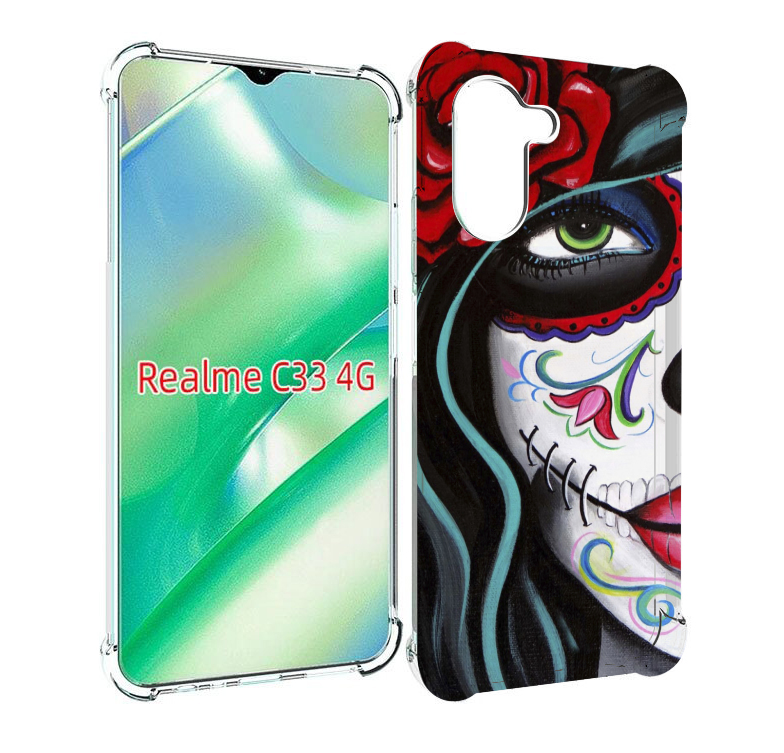 

Чехол MyPads девушка в масочке расписная женский для Realme C33 4G, Прозрачный, Tocco