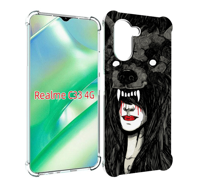 

Чехол MyPads девушка в шкуре волка женский для Realme C33 4G, Прозрачный, Tocco