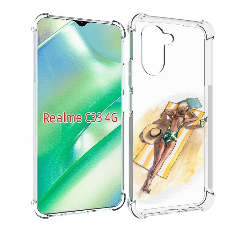 

Чехол MyPads девушка на пляже женский для Realme C33 4G, Прозрачный, Tocco