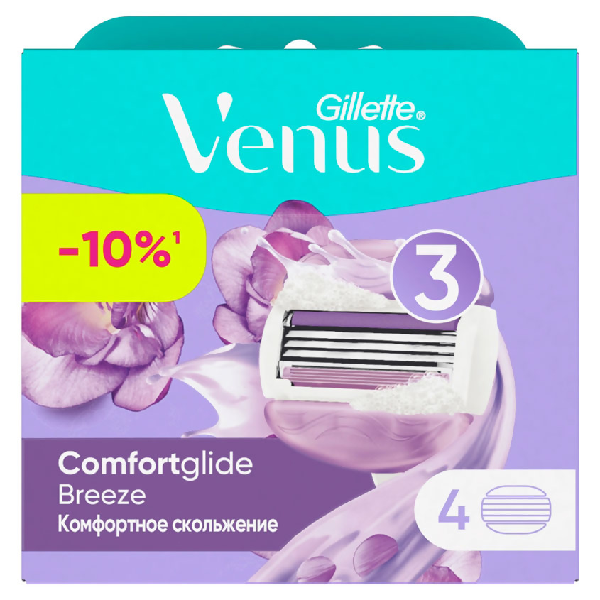 Сменные кассеты Gillette Venus Breeze 4 шт сменные кассеты gillette venus breeze cо встроенными полосками с гелем для бритья 2 шт