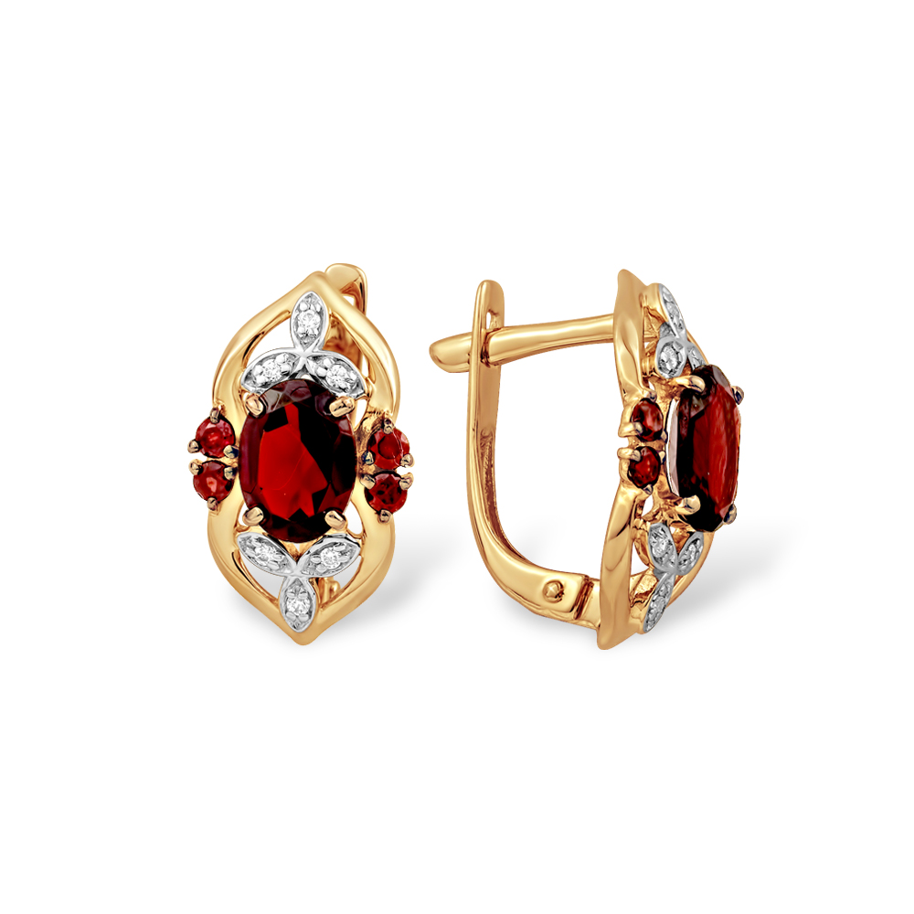 

Серьги из желтого золота с гранатом Яхонт Ювелирный 130769, 130769
