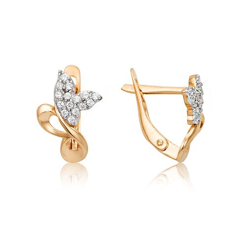 

Серьги из красного золота с фианитом Яхонт Ювелирный 133806, 133806