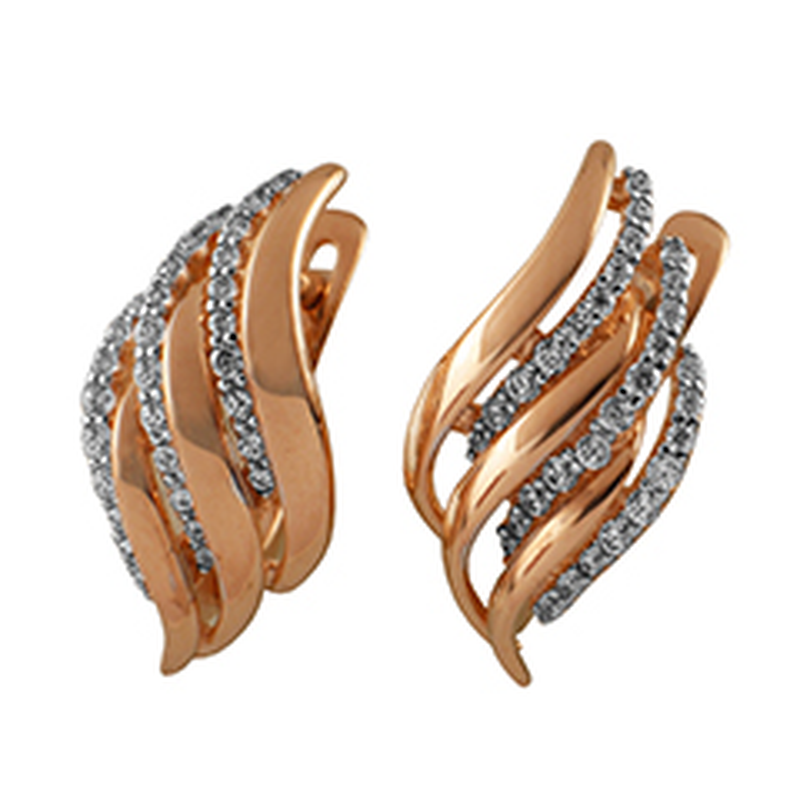 

Серьги из красного золота с фианитом Яхонт Ювелирный 134558, 134558