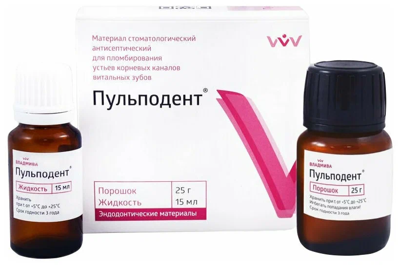 

Набор антисептический Владмива Пульподент для сохранения корневой пульпы 25 г+15 мл