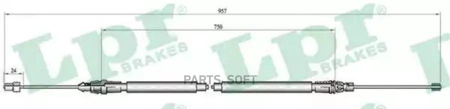

LPR Трос ручного тормоза CITROEN C4 PICASSO 928мм зад.лев.