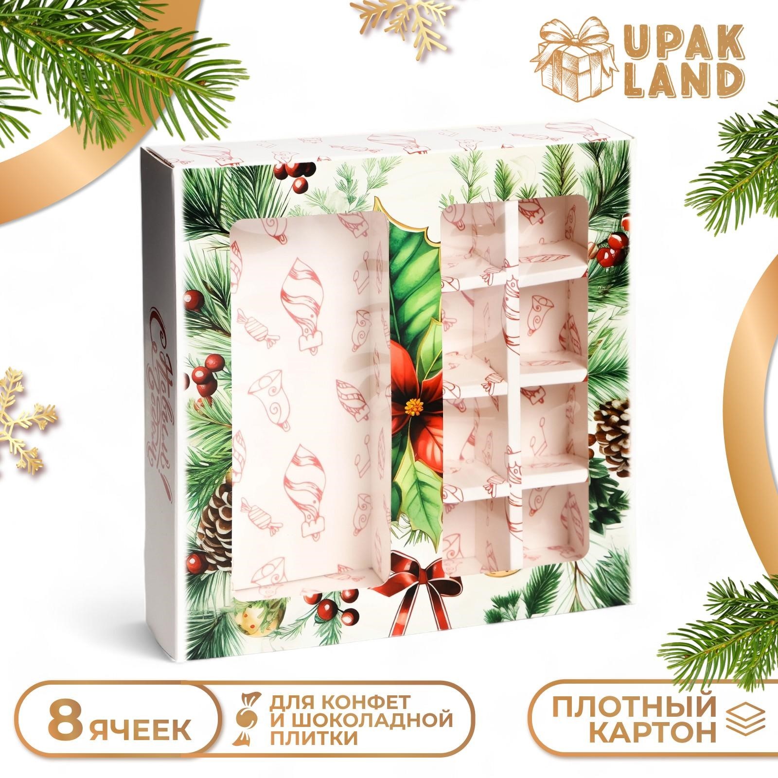 

Коробка подарочная UPAK LAND Новогодние подарки 17,7 х 17,8 х 3,8 см