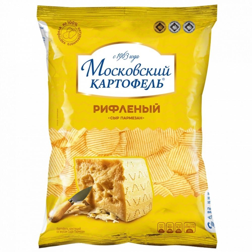 Чипсы картофельные Московский Картофель рифленый сыр Пармезан 120 г