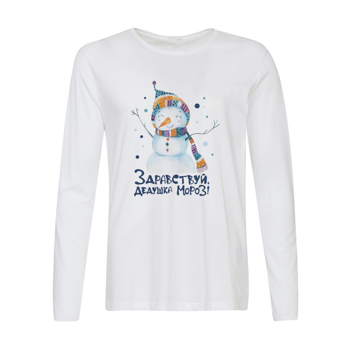 

Лонгслив CoolPodarok Здравствуй, Дедушка Мороз. Новый год. Снеговик, Белый, w0151091