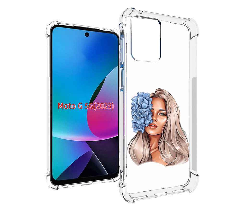 

Чехол MyPads блондинка-с-голубыми-цветами женский для MOTO G 5G 2023, Tocco