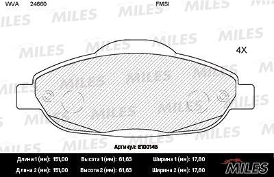 

Колодки тормозные передние PEUGEOT 308 07-/3008 09- передние MILES